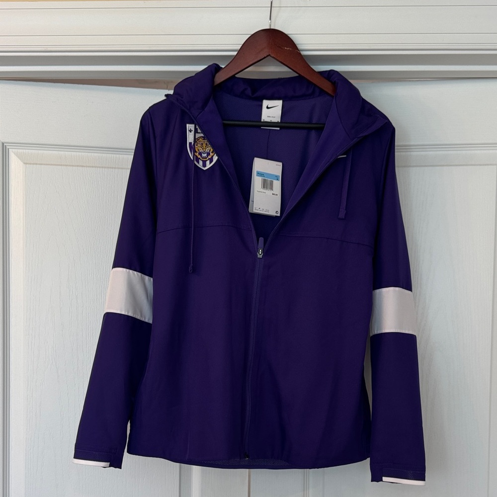 Nike Women's Purple LSU Bomber Jacket with White Accents